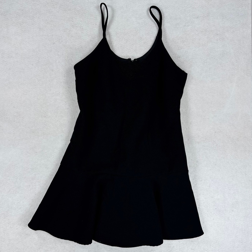 Forever 21 Black Lace Trim Cami Mini Dress Sleeveless Flounce Hem Small